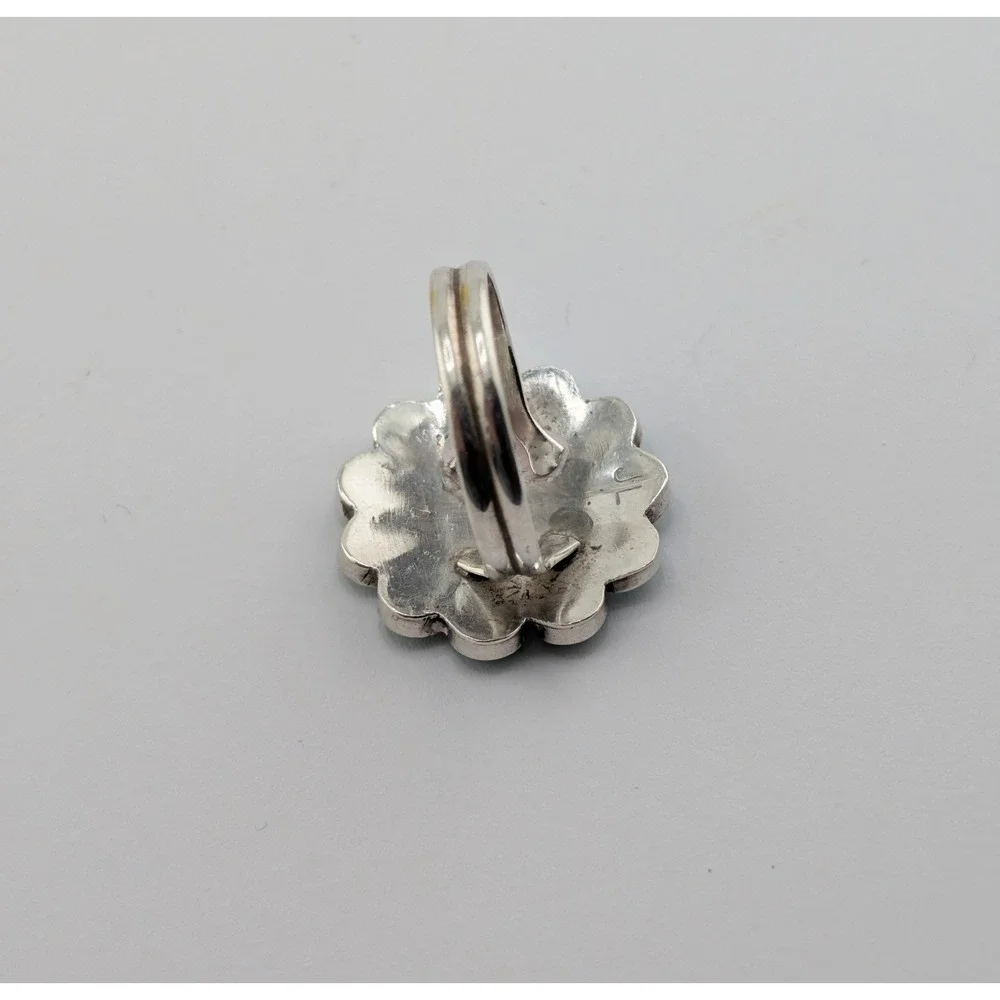 Zuni Sun face Inlay Ring Sterling Silver Tribal Ring Size 7US jewelry**